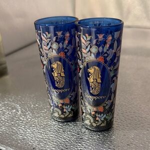 Gorgeous cobalt Blue Singapore Souvenir Shot Glasses